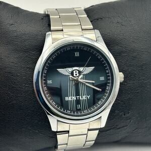 Bentley Silver Tone Stainless Steel Watch Working New Battery